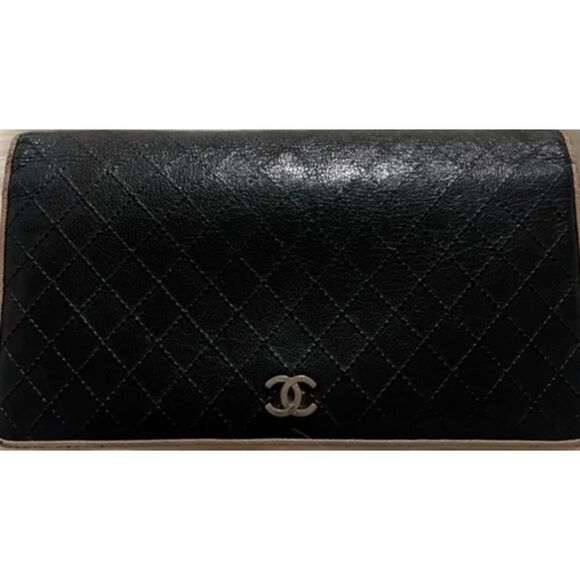 Chanel Black and Tan Bicolore Leather Wallet - AUTHENTIC - Picture 1 of 8